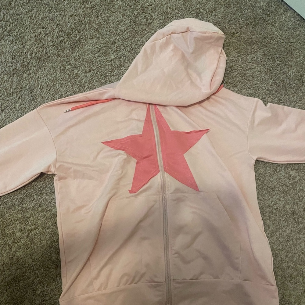 small pink oversized shein hoodie